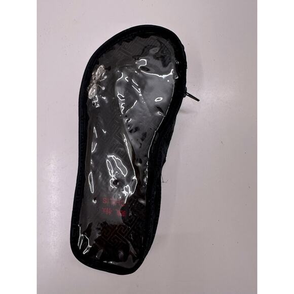 Chilis Womens Flip Flops Size 6 Black Rhinestone Butterfly Suede Thong NEW - Picture 7 of 10